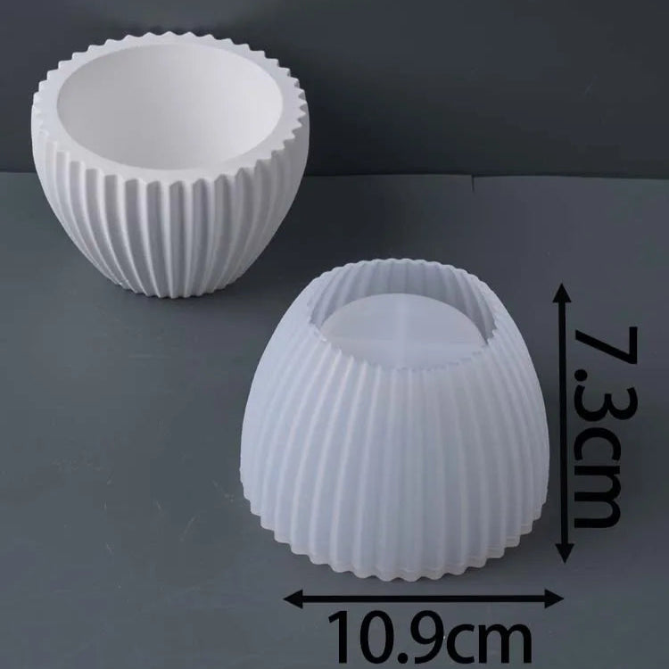 Round Stripe Candle Cup Silicone Mold.