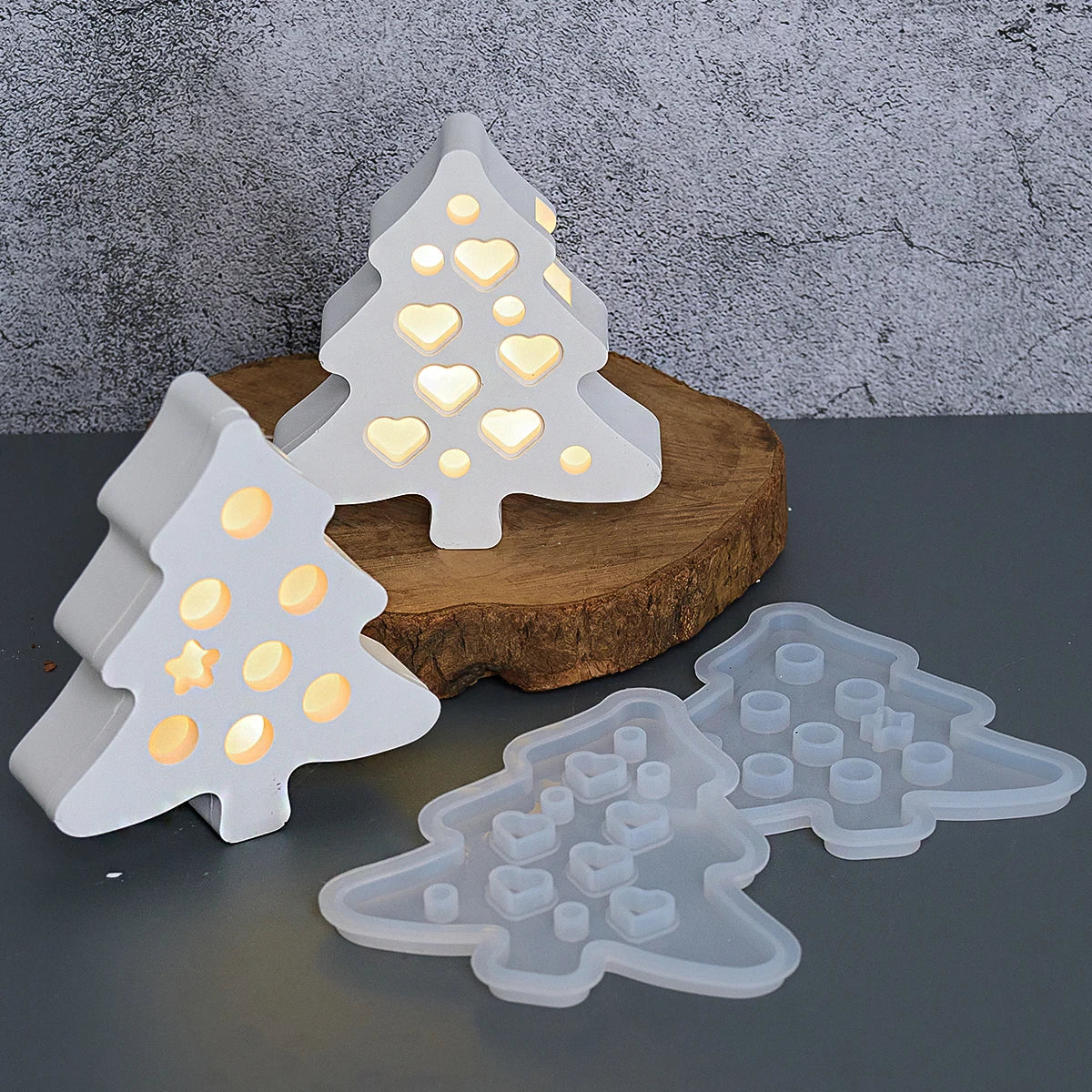 Christmas Tree Silhouette Lamp Silicone Mold.