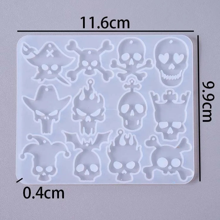 Skull Silicone Mold Set for Resin Earrings and Pendants (2pcs)