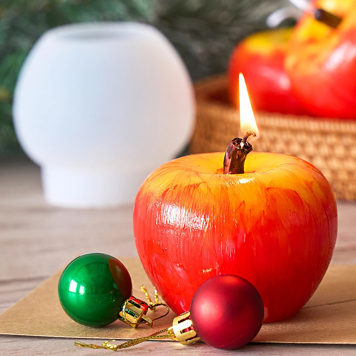3D Apple Shaped Candle Silicone Mold