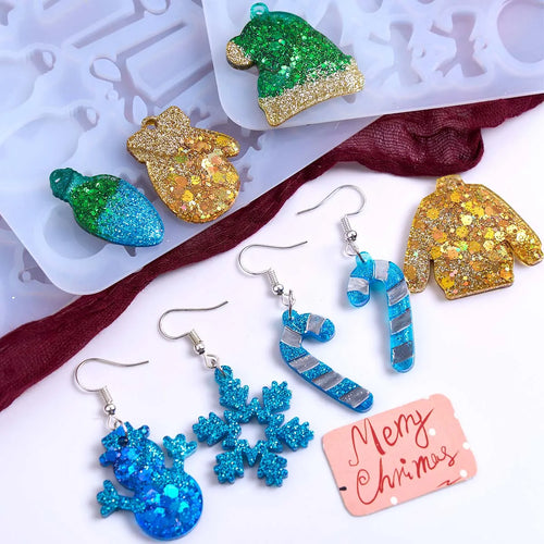 3Pcs Christmas Silicone Earring and Pendant Mold Set