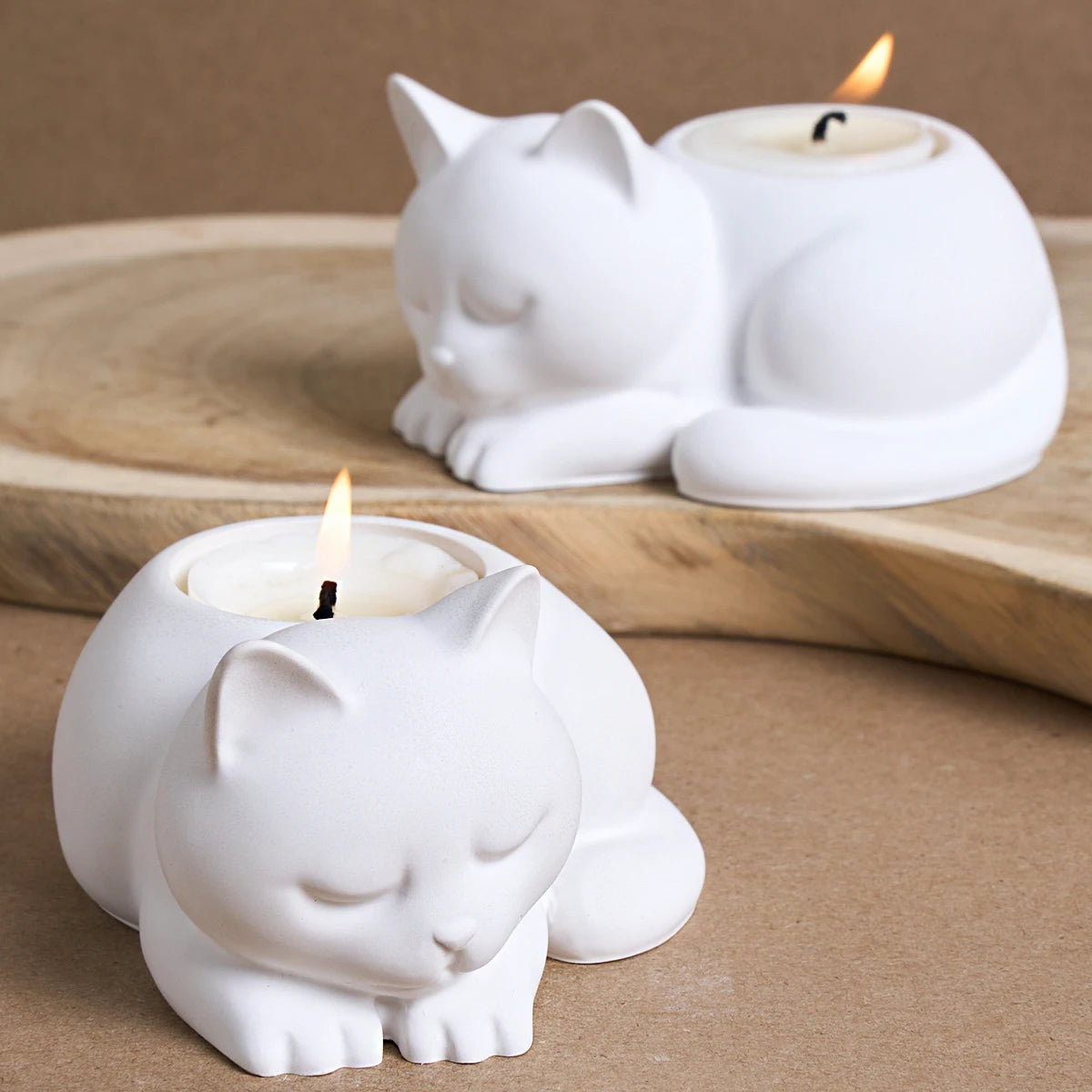 Sleeping Cat Candle Holder Silicone Mold