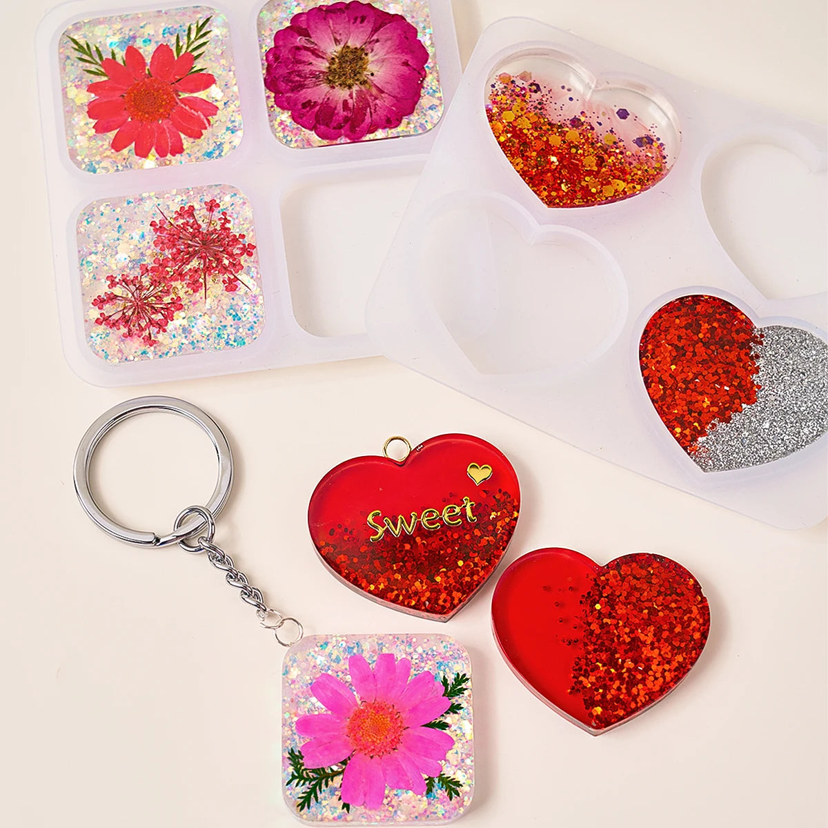 4 Cavities Pendant Silicone Molds.