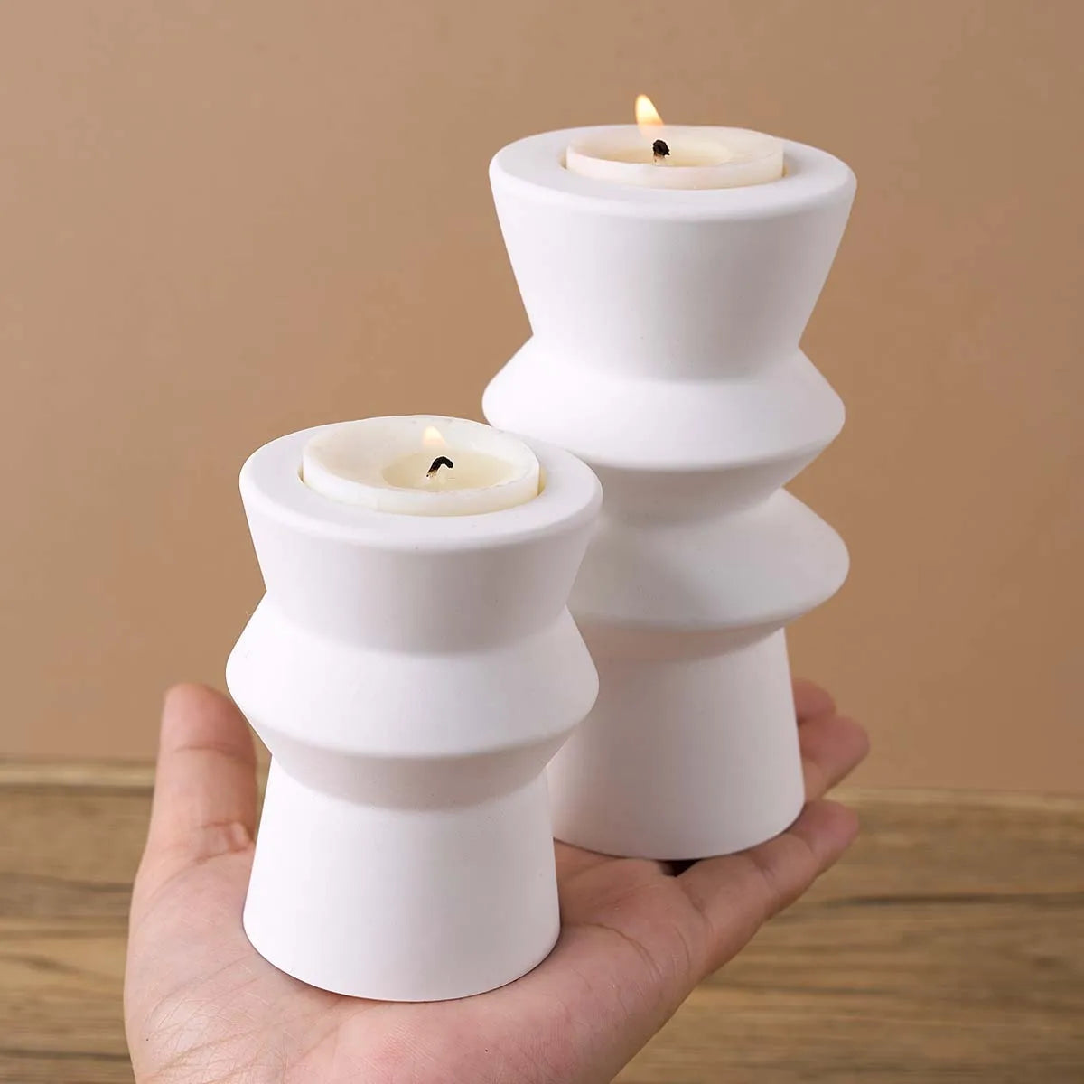 Geometric Roman Column Candle Holder Silicone Mold.