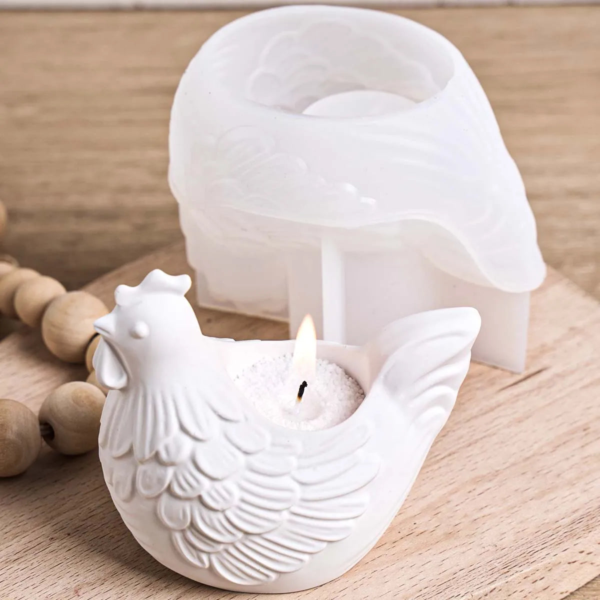 3D Hen Candle Holder and Decorative Vessel Silicone Mold
