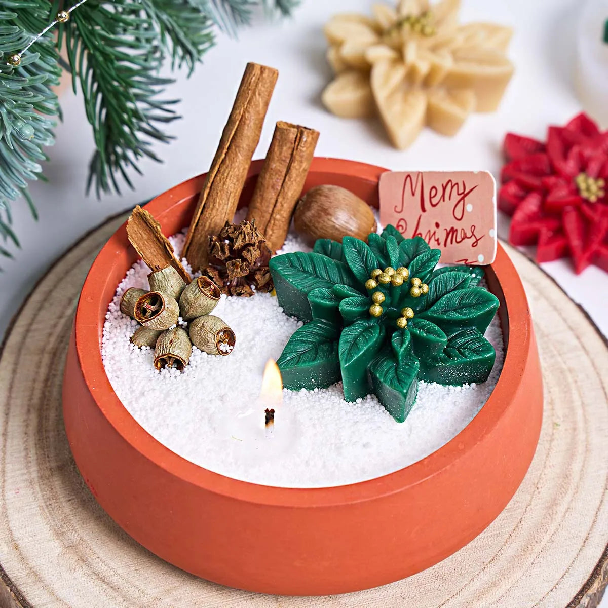 Poinsettia Flower Silicone Mold for Candles