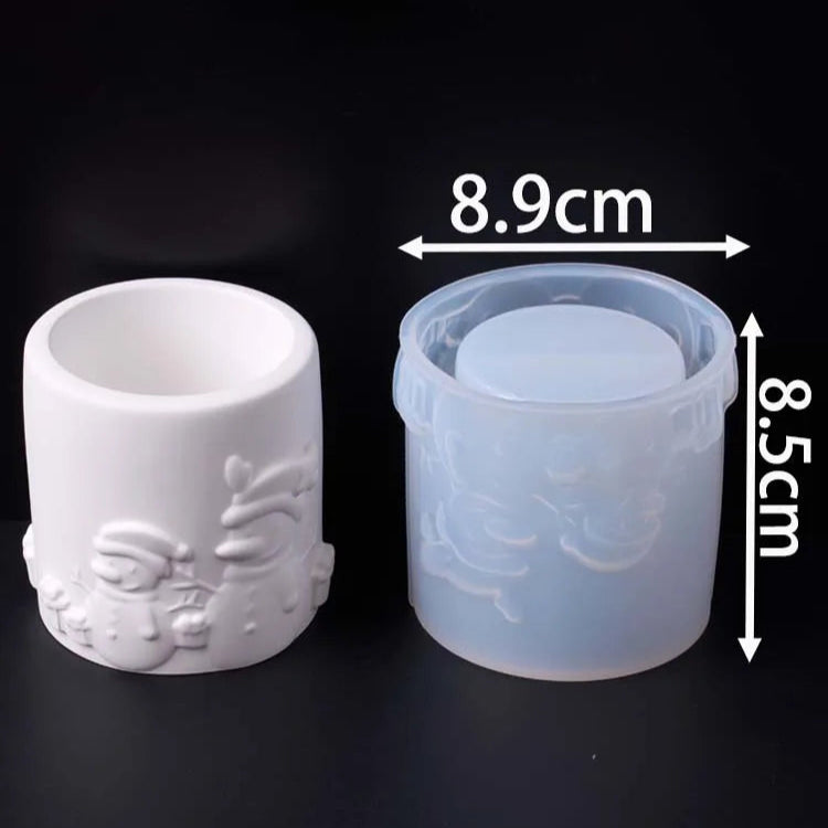 Christmas Santa Relief Silicone Candle Jar Mold