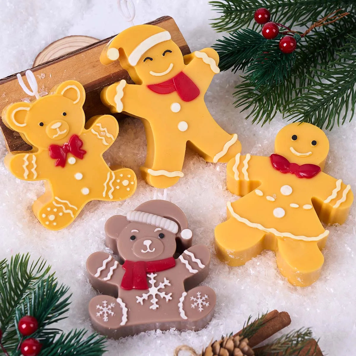 Frostell Piped-Trim Gingerbread Family Silicone Candle Mold