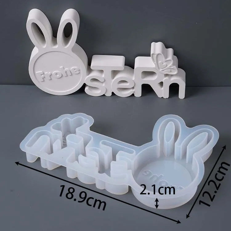 Spring Bunny Letter Ornament Silicone Mold Bunny Letters