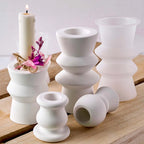 Geometric Roman Column Candle Holder Silicone Mold.