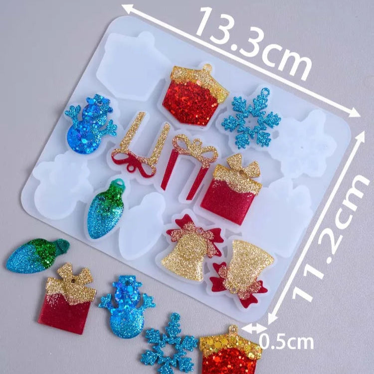 3Pcs Christmas Silicone Earring and Pendant Mold Set