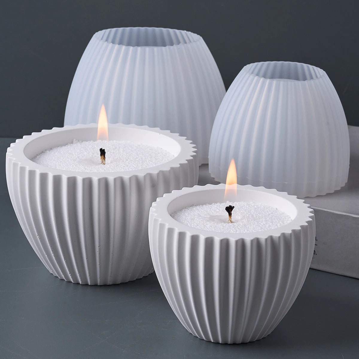 Round Stripe Candle Cup Silicone Mold.