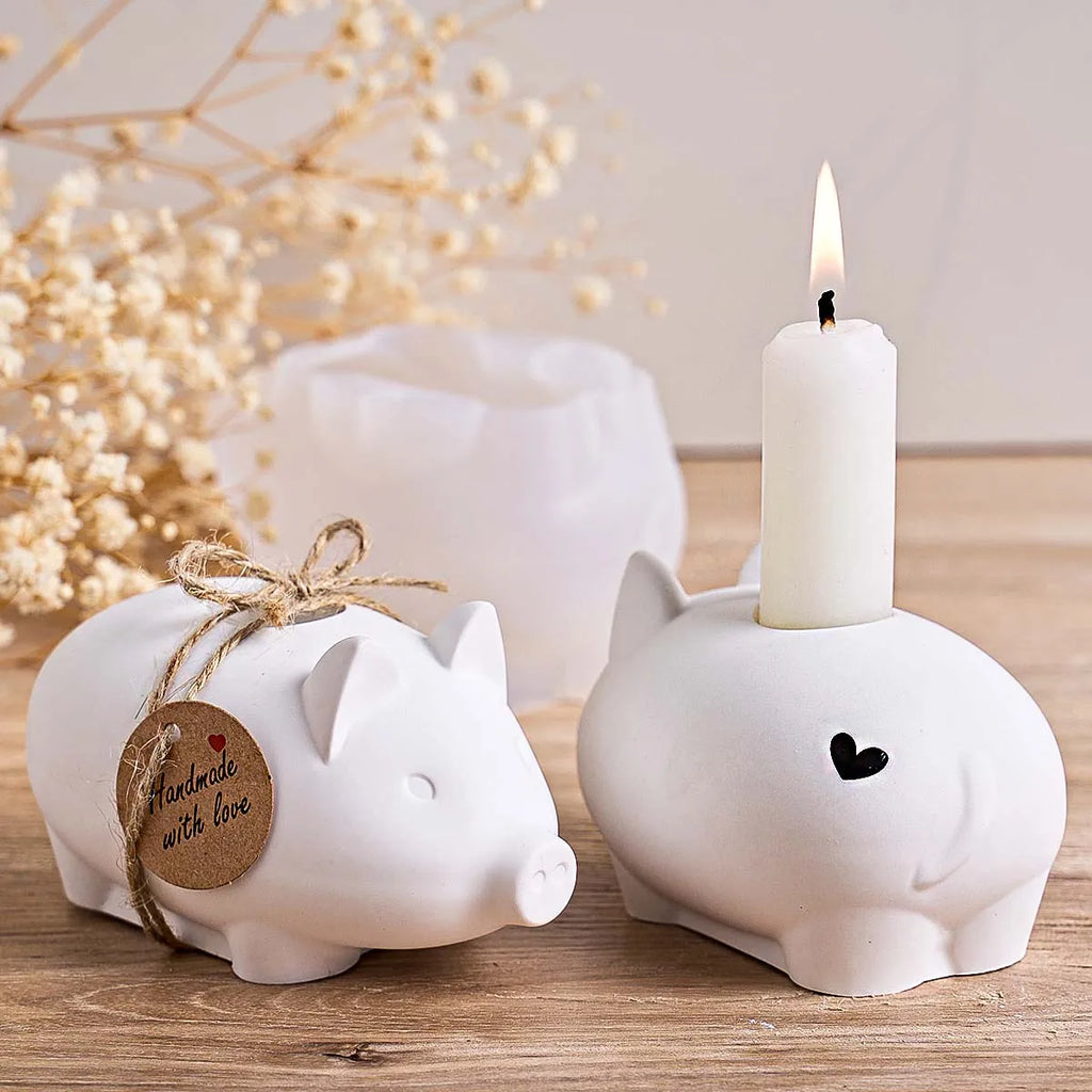 Little Pig Candle Holder Silicone Mold