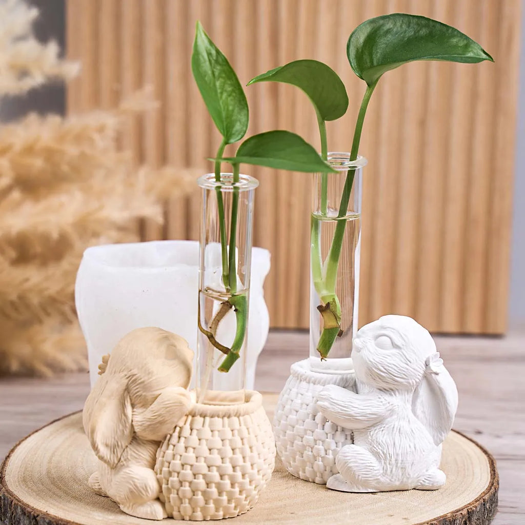 3D Bunny Basket Vase Silicone Mold