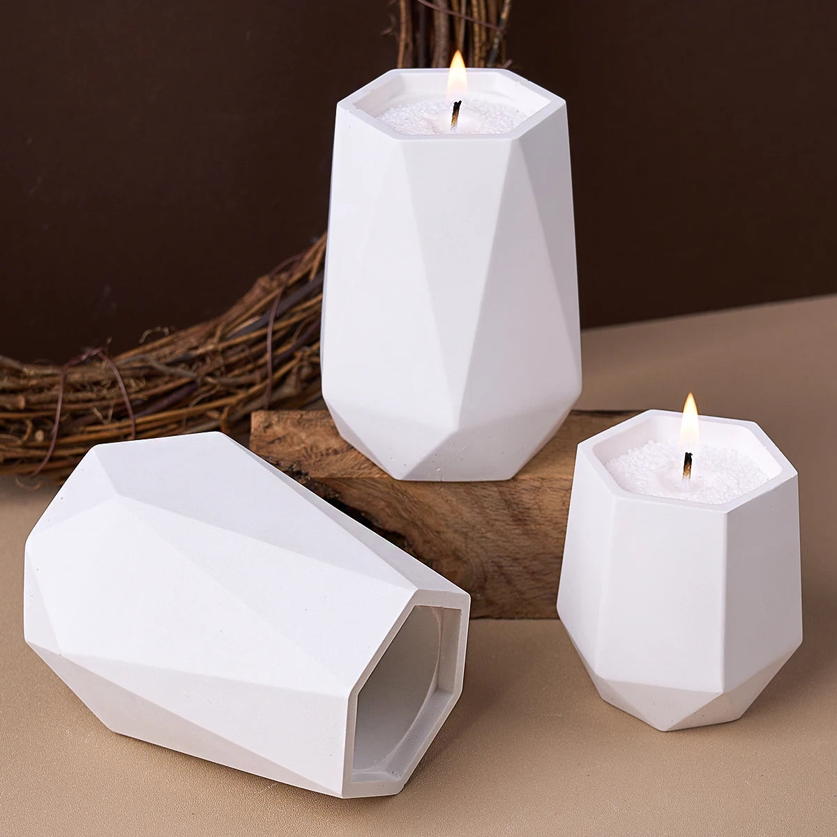 Hexagonal Candle Jar Silicone Mold.
