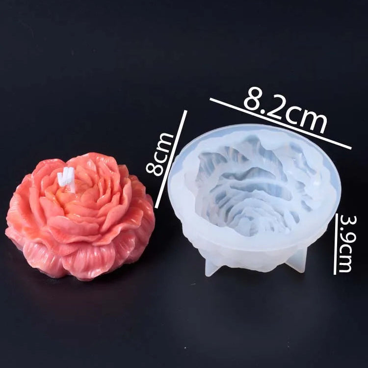 4 Piece Peony Flower Candle Mold Set