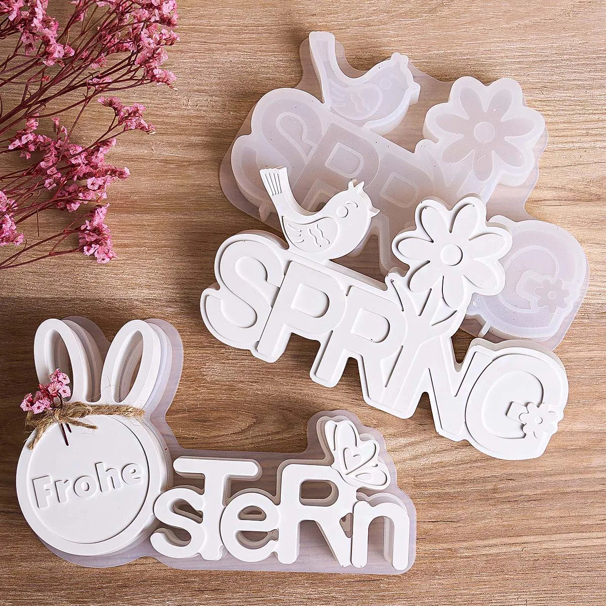 Spring Bunny Letter Ornament Silicone Mold