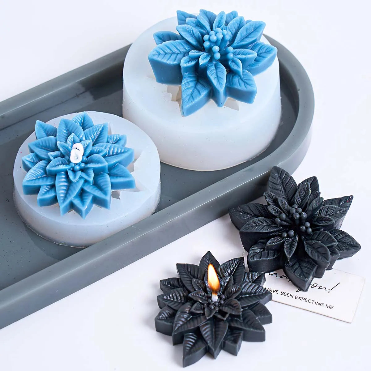 Poinsettia Flower Silicone Mold for Candles