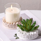 Round Cityscape Candle Holder Silicone Mold