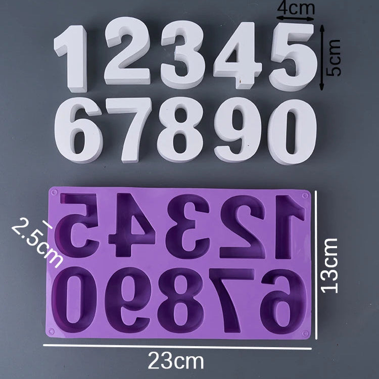 3D Number 0-9 Silicone Mold.