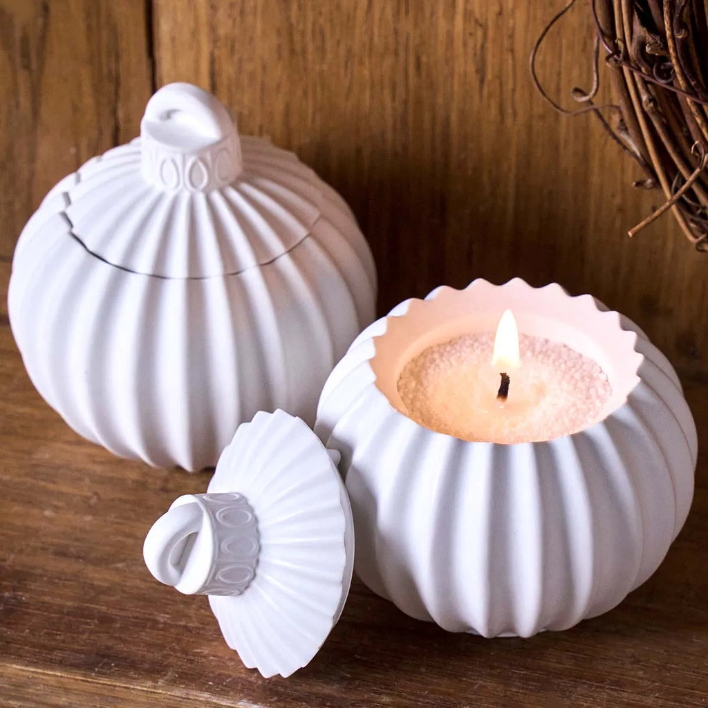Twisted Ribbed Round Candle Jar Mold with Lid
