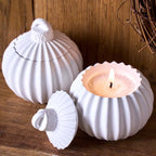 Twisted Ribbed Round Candle Jar Mold with Lid