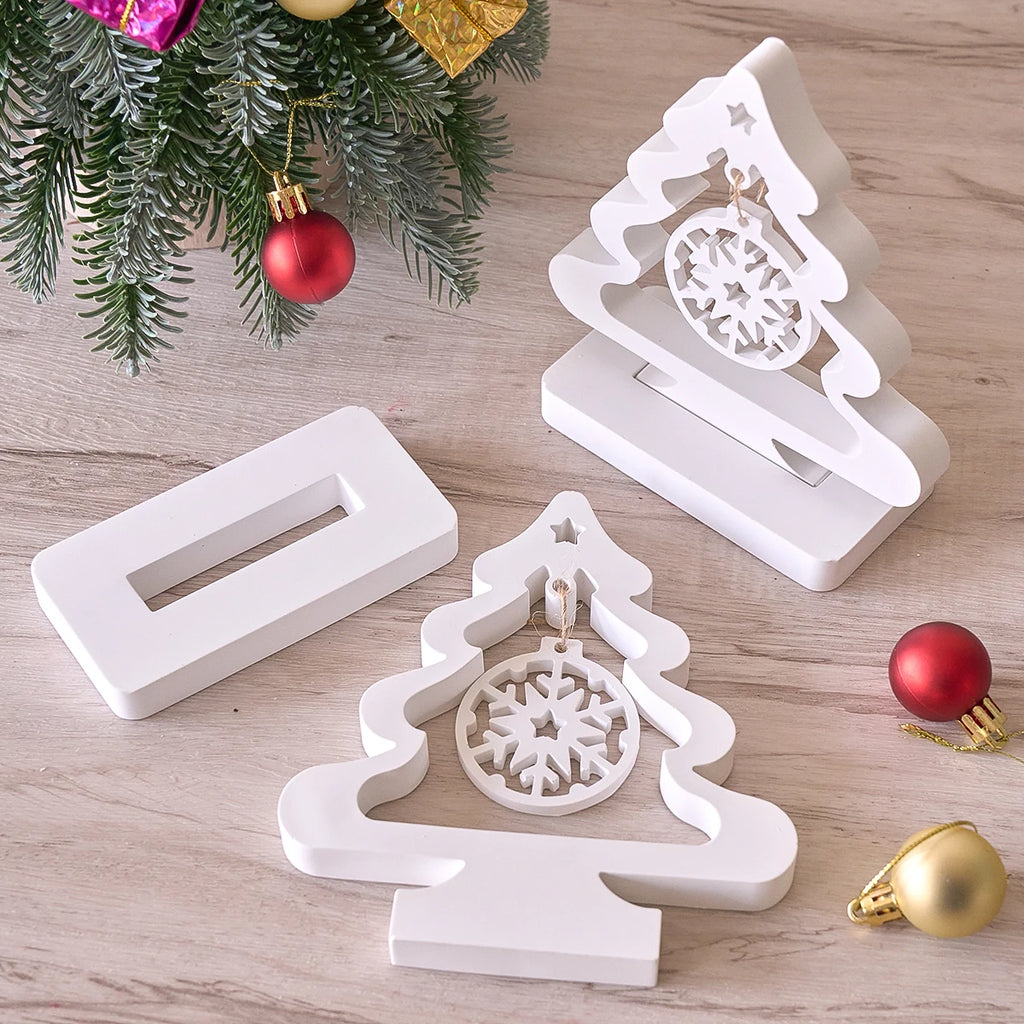 Christmas Tree Silicone Mold with Snowflake Ornament Design