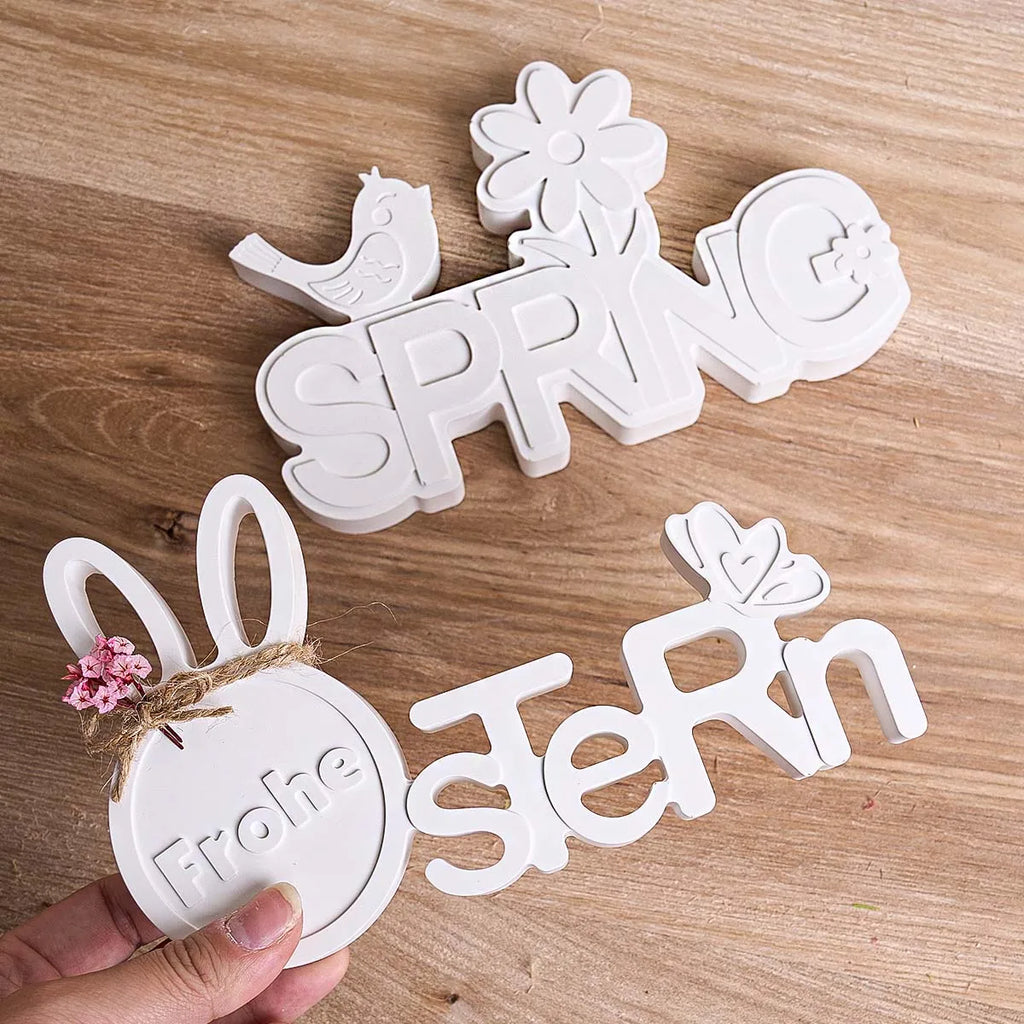 Spring Bunny Letter Ornament Silicone Mold