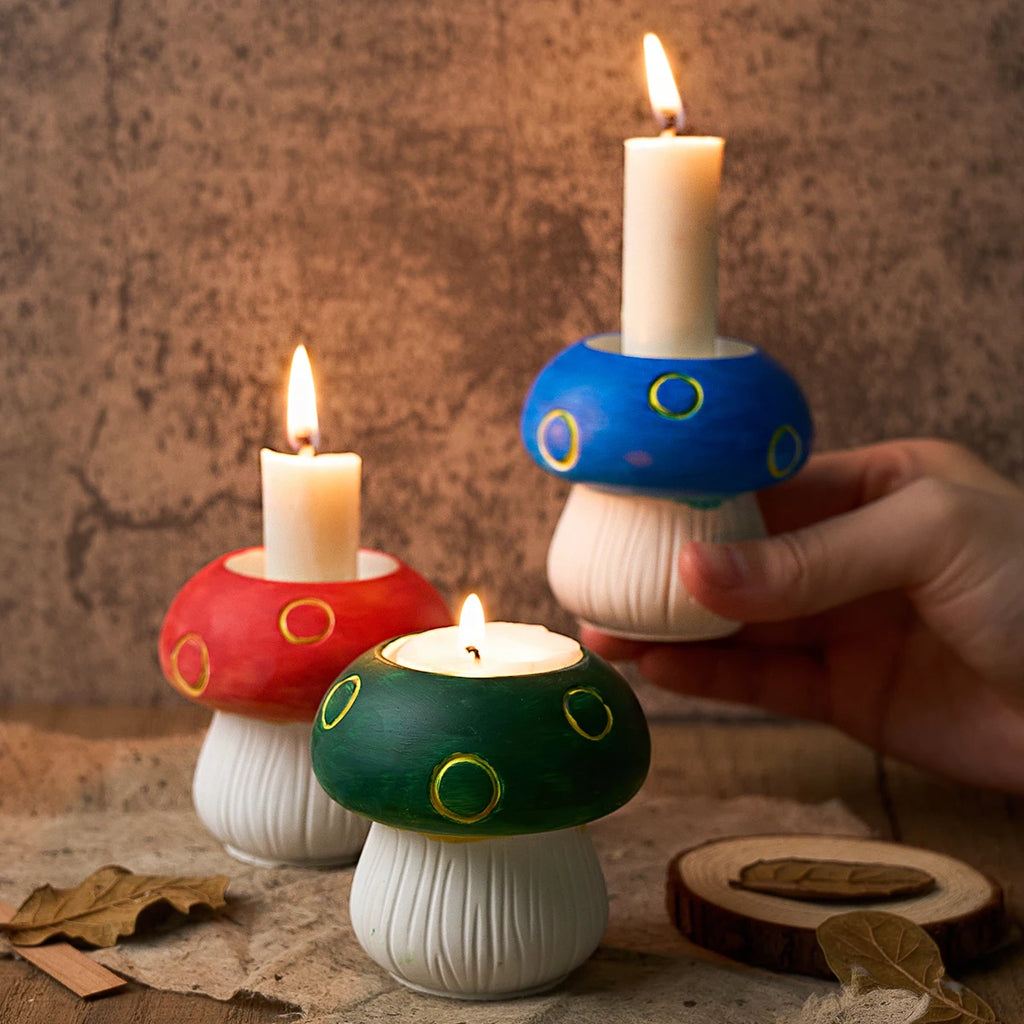 3D Mushrooms Candle Holder Silicone Mold