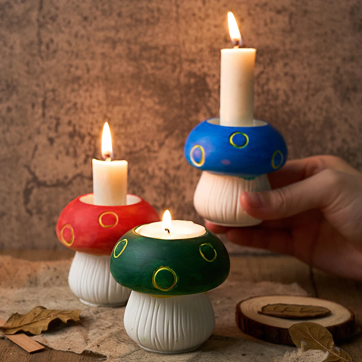 3D Mushrooms Candle Holder Silicone Mold