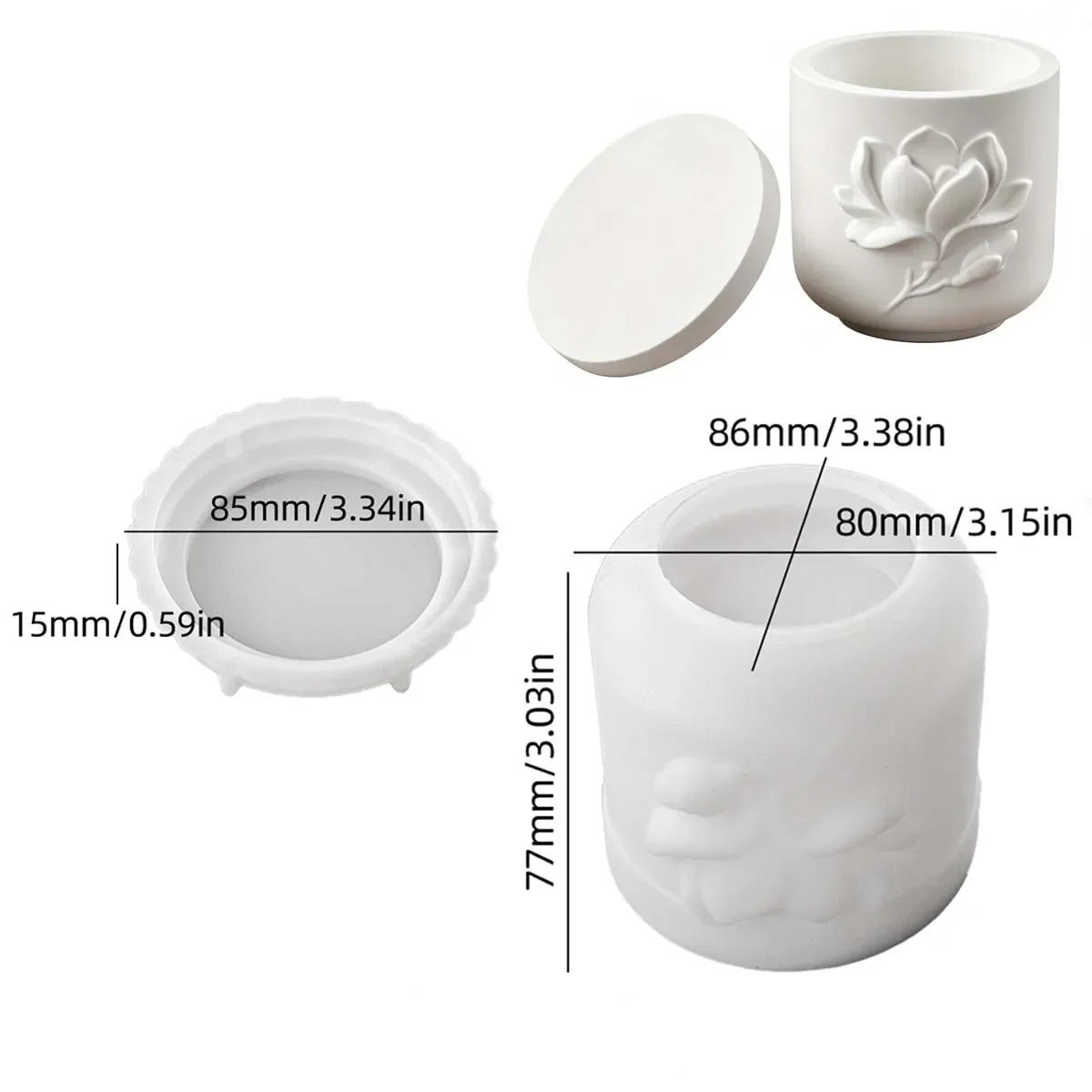 Velura Botanical Relief Candle Jar Silicone Mold