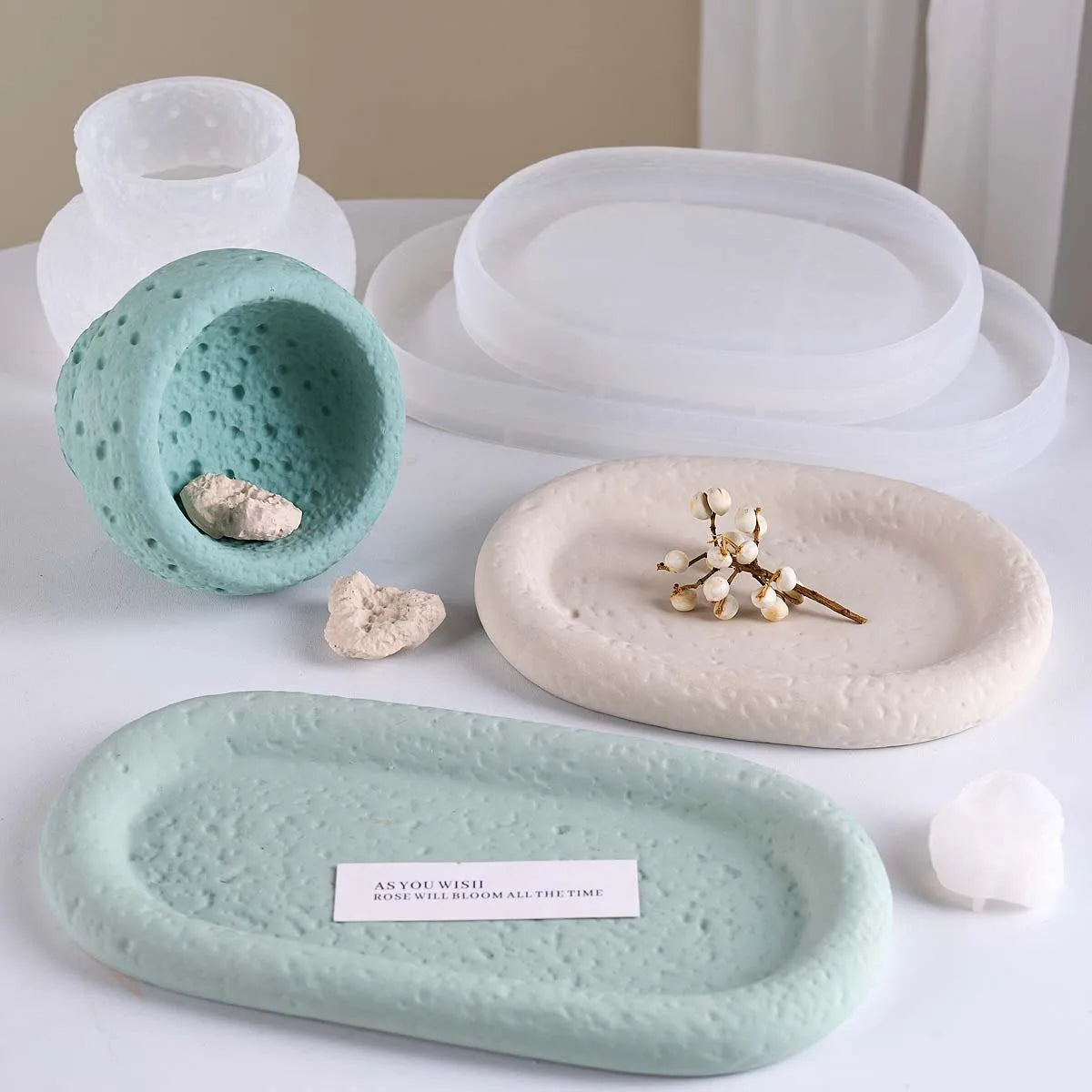 Lunar Rock Candle Cup Tray Silicone Mold.