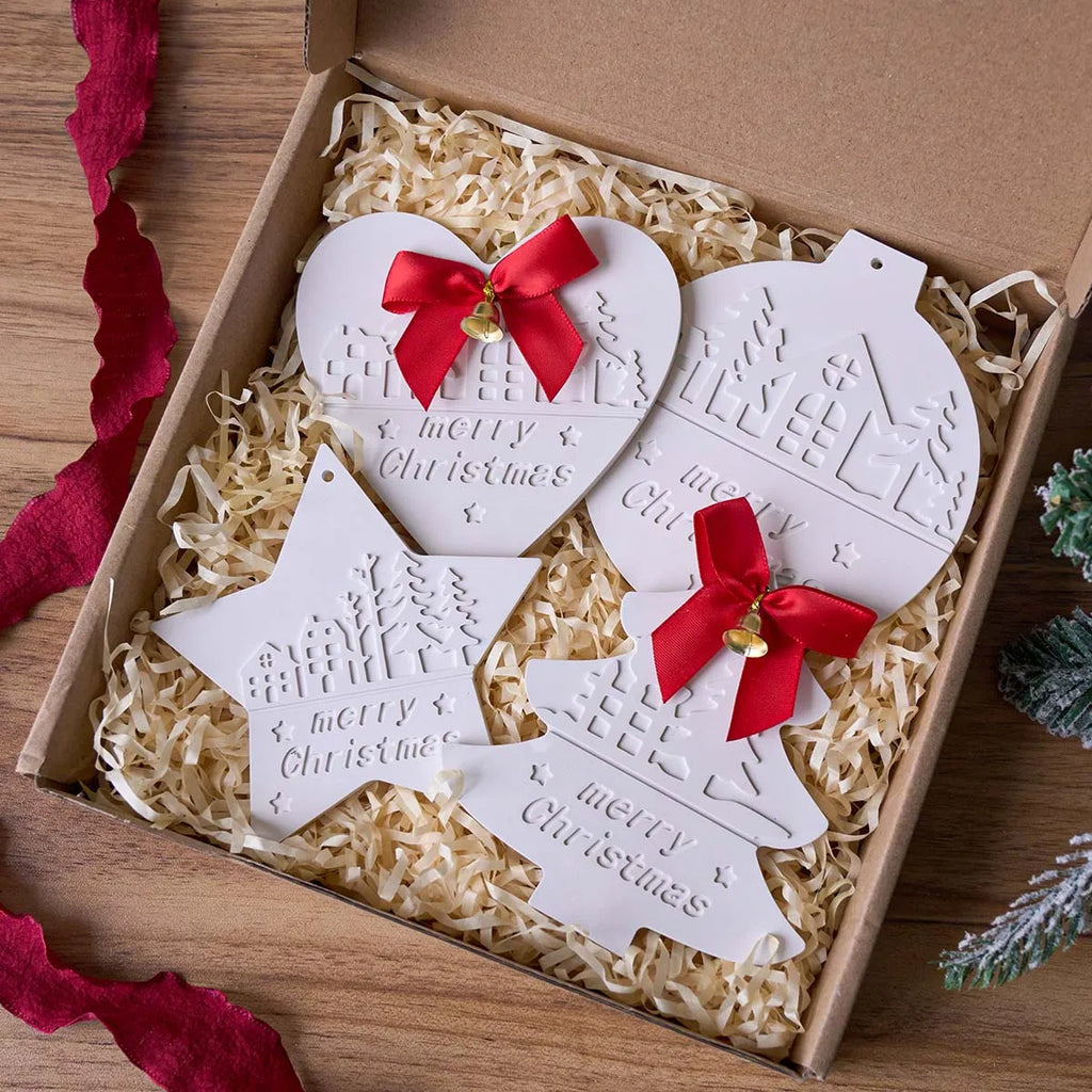 2Pcs "Merry Christmas" Ornament Silicone Mold Set