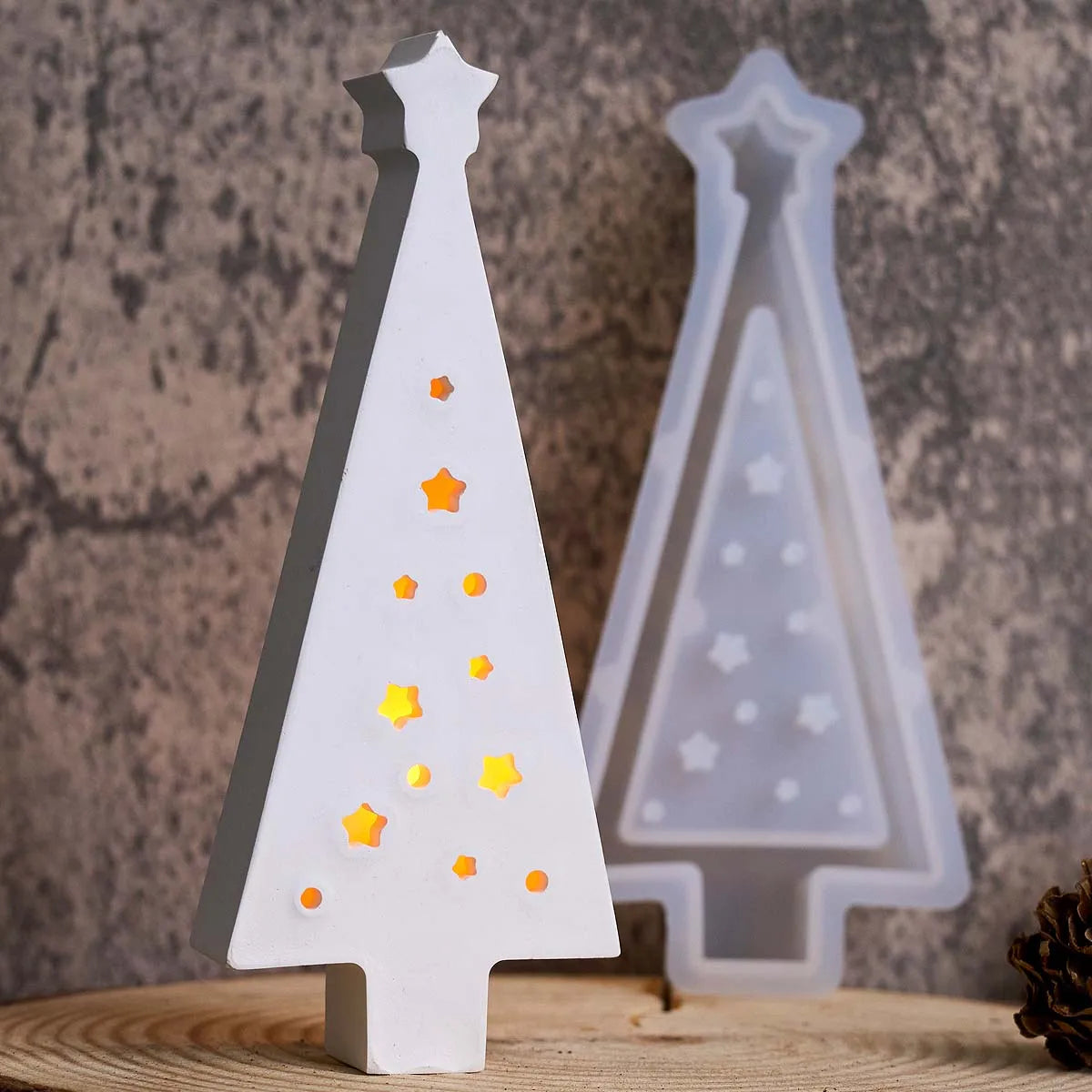 Hollow Christmas Tree Silhouette Lamp Silicone Mold