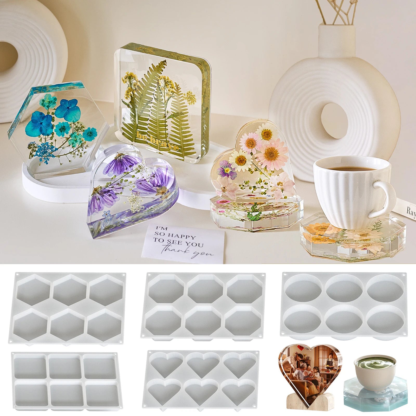 6 Cavity Deep Pour Geometric Silicone Resin Mold