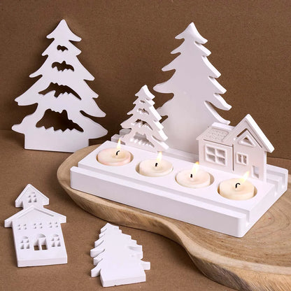 Christmas Tree & House Candle Holder Silicone Mold Set (7 pcs)