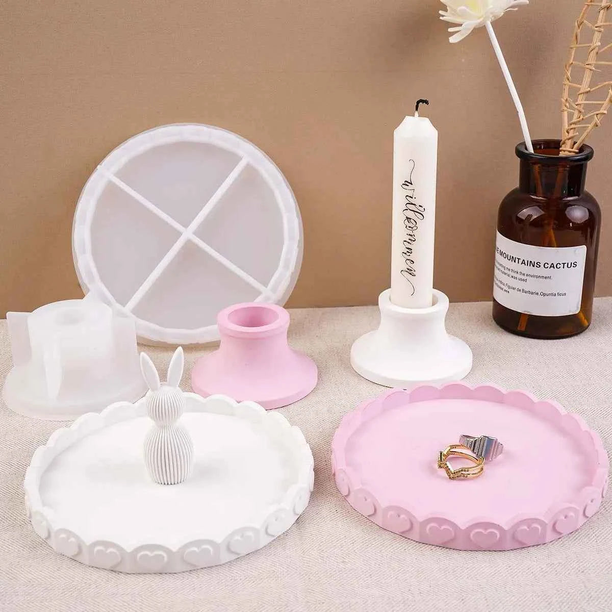 Loriva Heart Tray & Candlestick Silicone Mold Set
