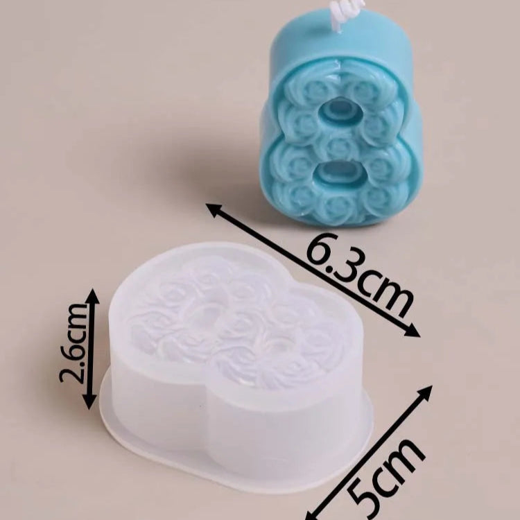 0-8 Relief Rose Number Silicone Candle Mold.