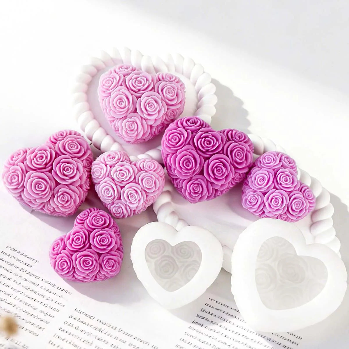 Bloomed Heart Rose Candle Mold