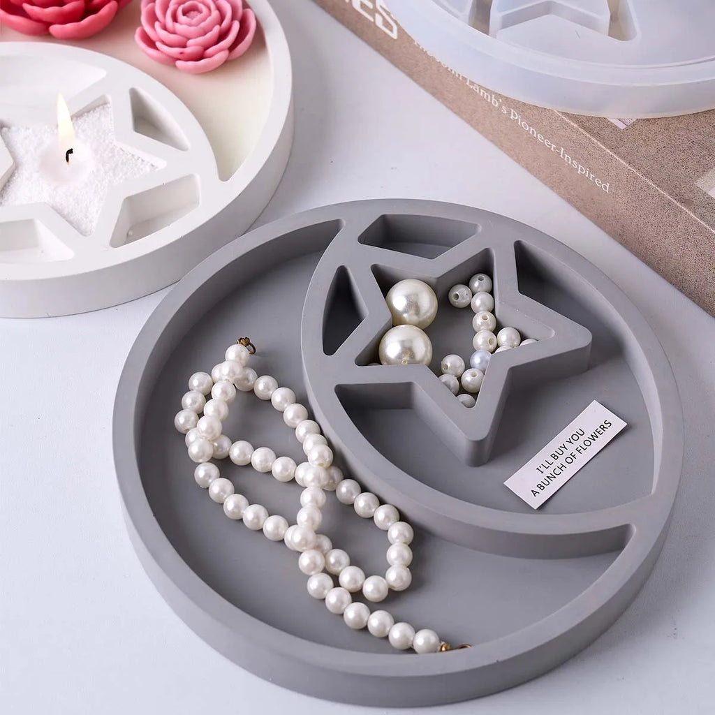 Round Moon Star Tray Silicone Mold.