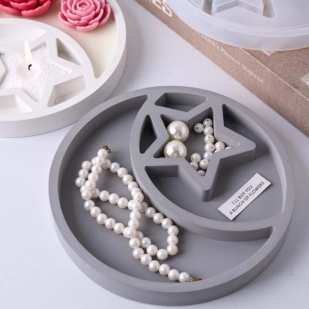 Round Moon Star Tray Silicone Mold.