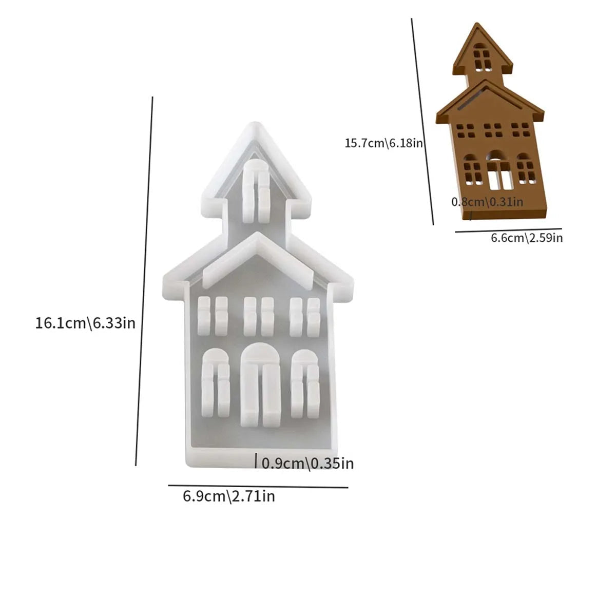Christmas Tree & House Candle Holder Silicone Mold Set (7 pcs)