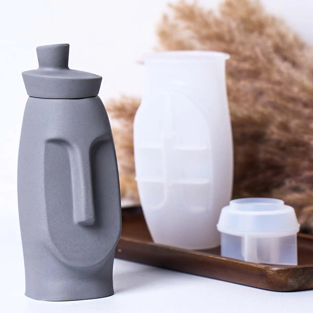 Abstract Face Vessel Vase Silicone Mold