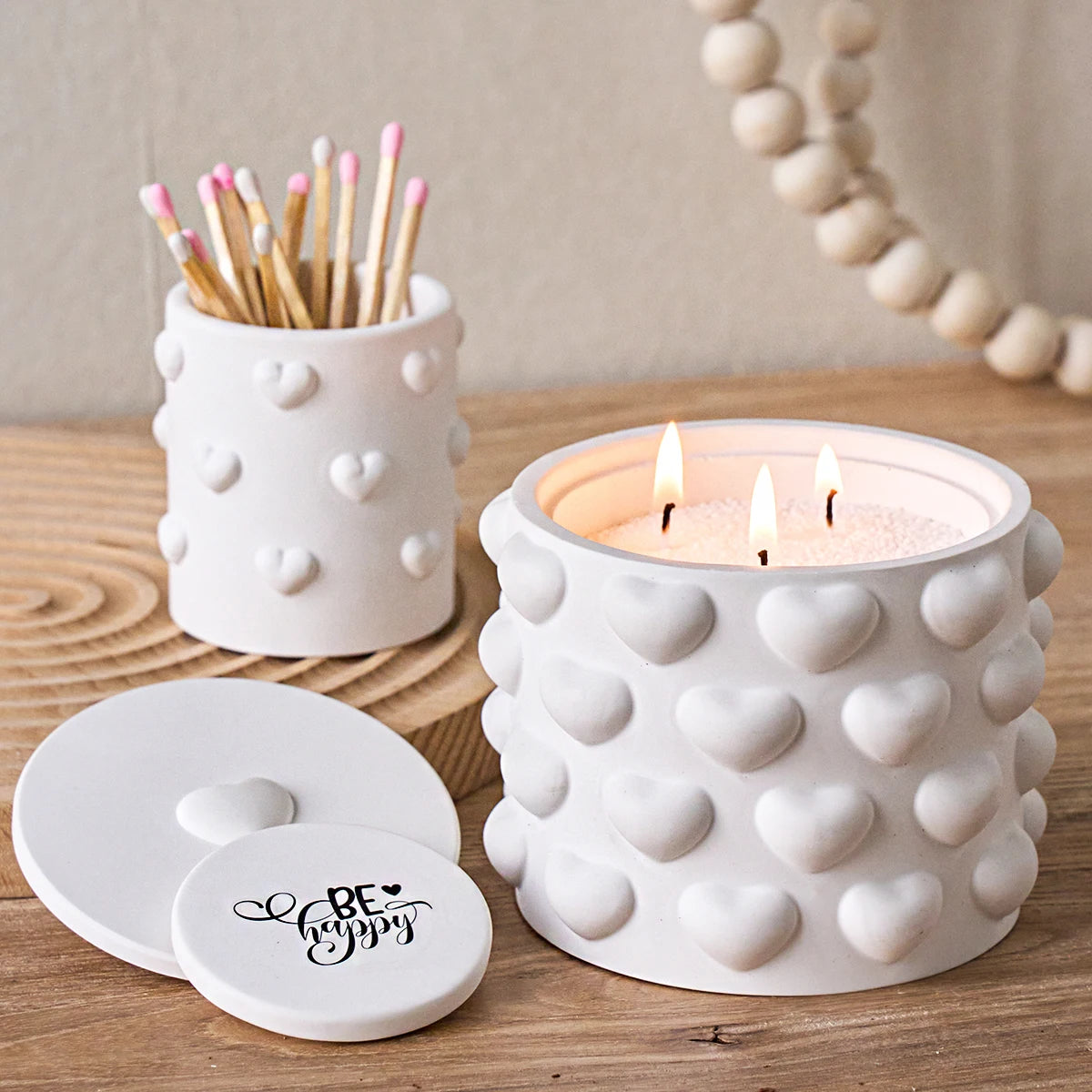 Heartloom Candle Jar with Lid Silicone Mold Set