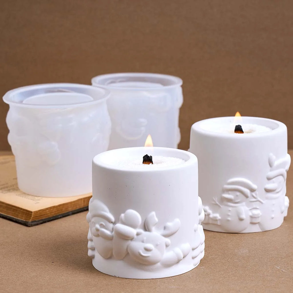 Christmas Santa Relief Silicone Candle Jar Mold