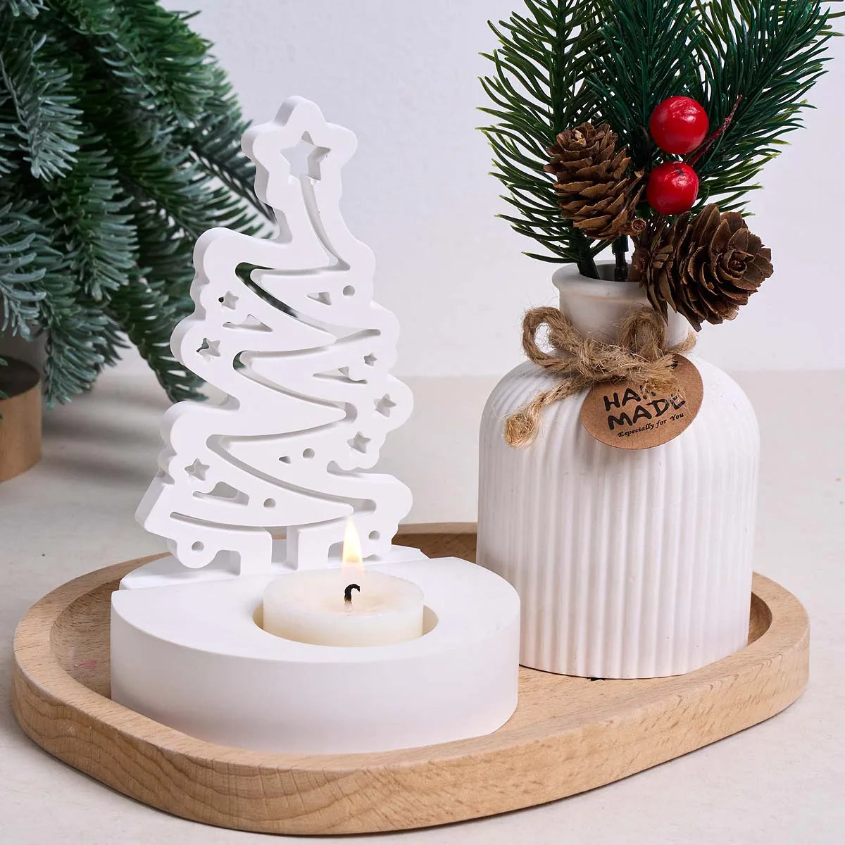 Luvret Fretwork Christmas Tree Candle Holder Silicone Mold Set