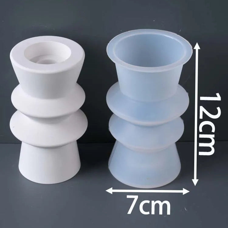 Geometric Roman Column Candle Holder Silicone Mold.