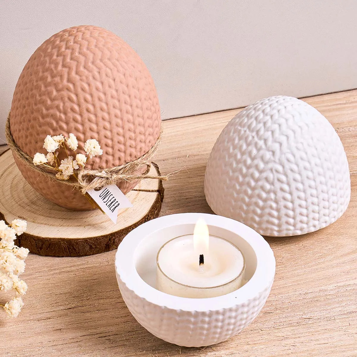 Woven Egg Candle Jar Mold