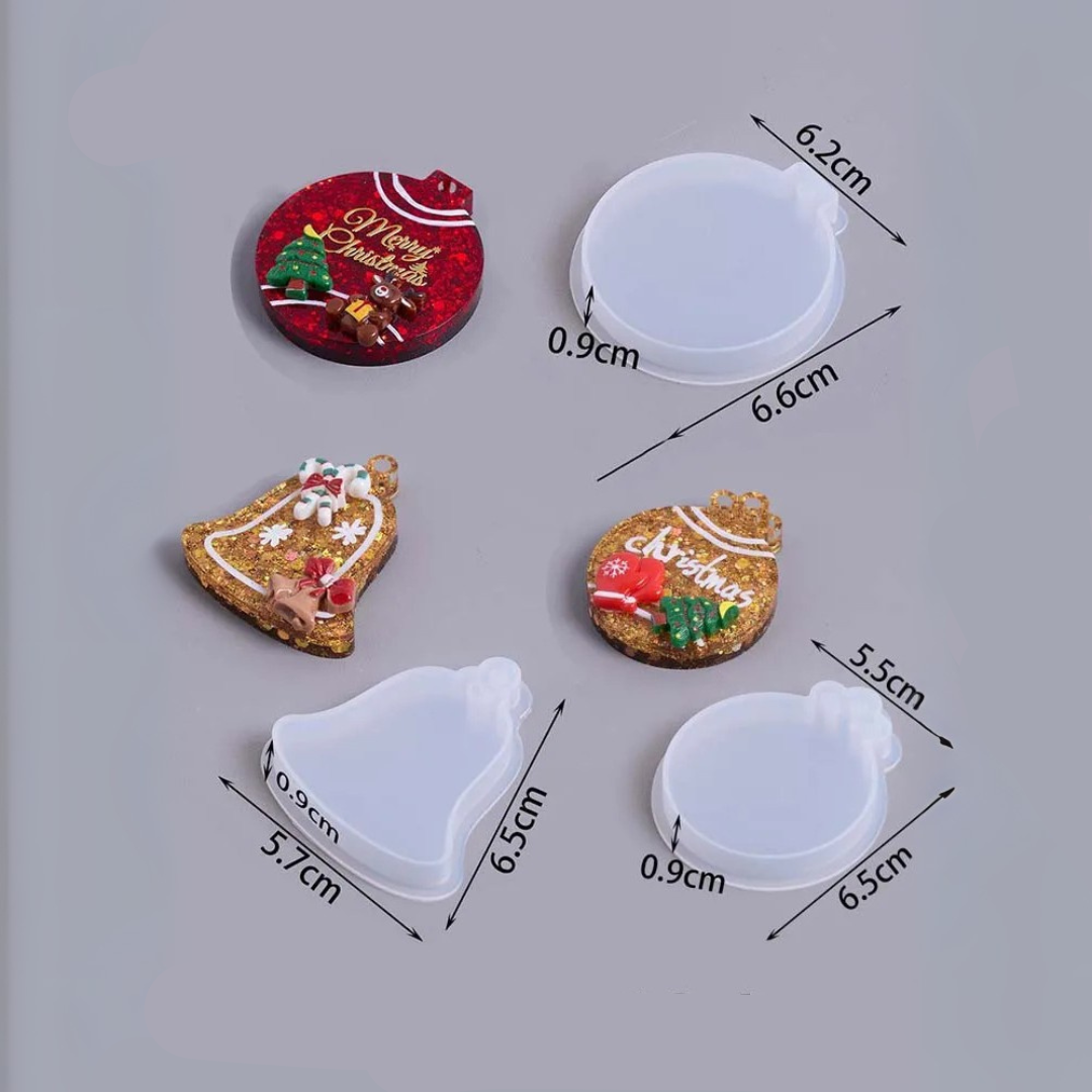 3Pcs Christmas Hanging Ornament Silicone Mold Set