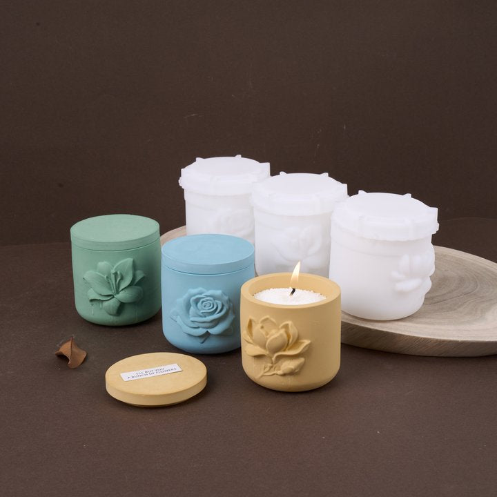 Velura Botanical Relief Candle Jar Silicone Mold